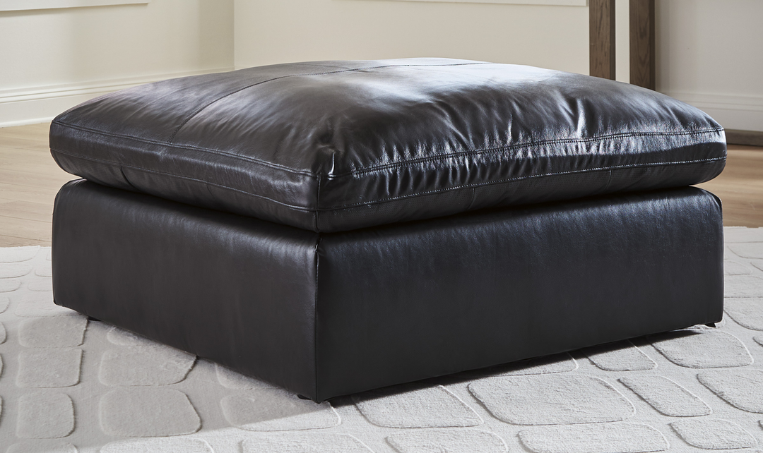 Modern Heritage Emilia Oversized Leather Accent Ottoman in Rectangle