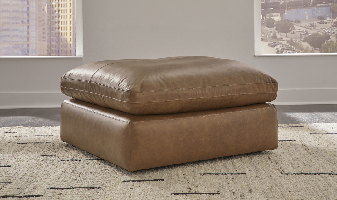 Modern Heritage Emilia Oversized Leather Accent Ottoman in Rectangle