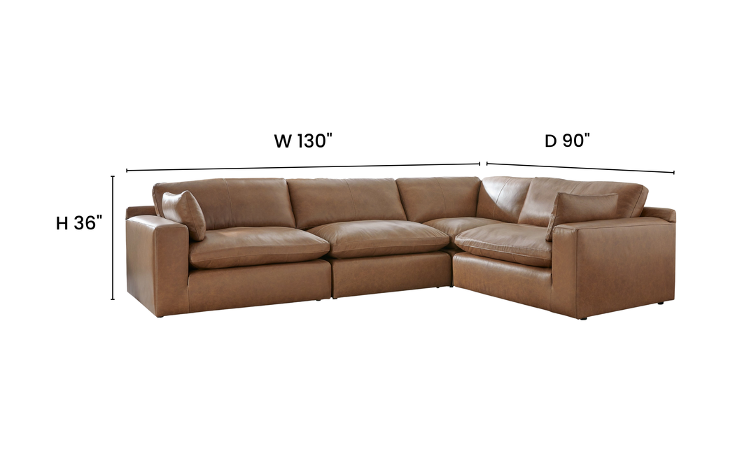 Modern Heritage Emilia 4-Piece Leather Sectional Sofa - Jennifer Furniture
