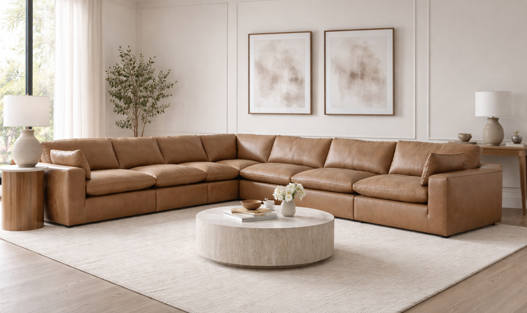 Modern Heritage Emilia 7-Piece Leather Sectional Sofa