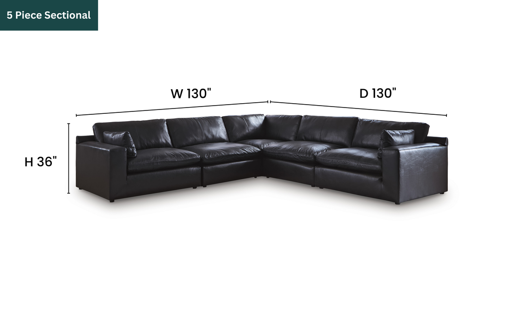 Modern Heritage Emilia Leather Sectional In Black - Jennifer Furniture