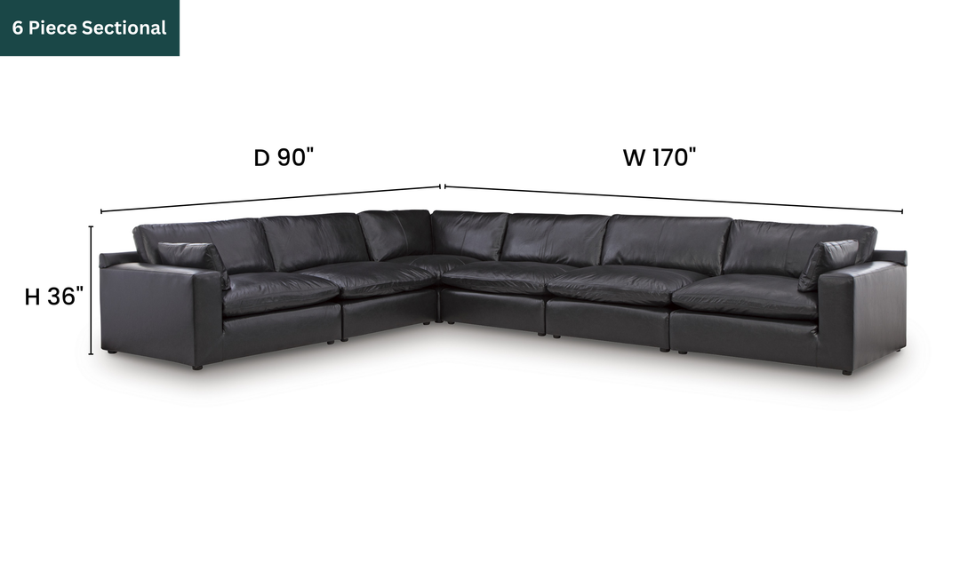 Modern Heritage Emilia Leather Sectional In Black - Jennifer Furniture
