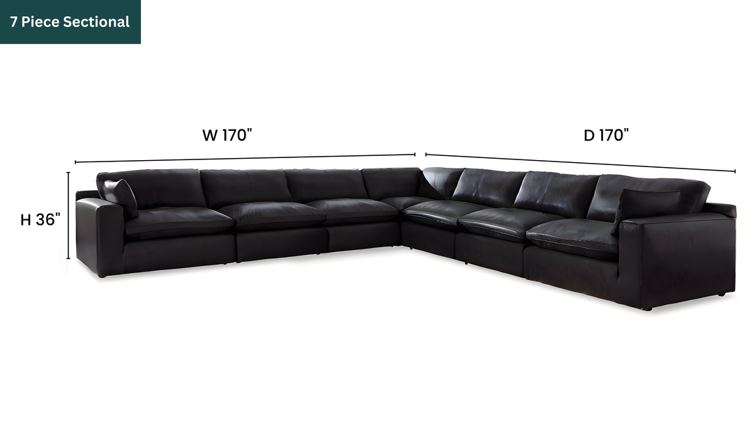 Modern Heritage Emilia Leather Sectional In Black - Jennifer Furniture