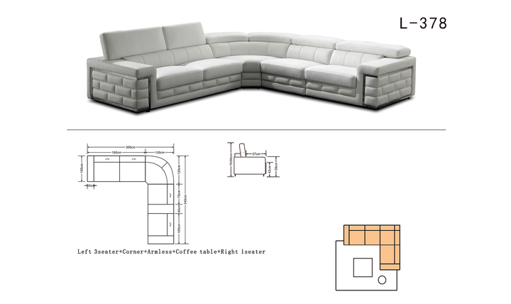 Enamor L-Shaped Leather Sectional Sofa