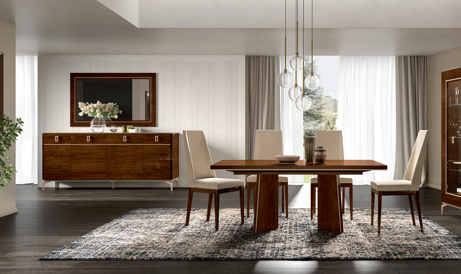 ESF Furniture Eva Extendable Dining Room Set In Brown