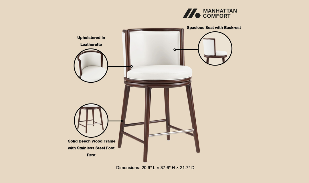 Manhattan Comfort Evalyn Wooden Upholstered Counter Stool
-Jennifer Furniture