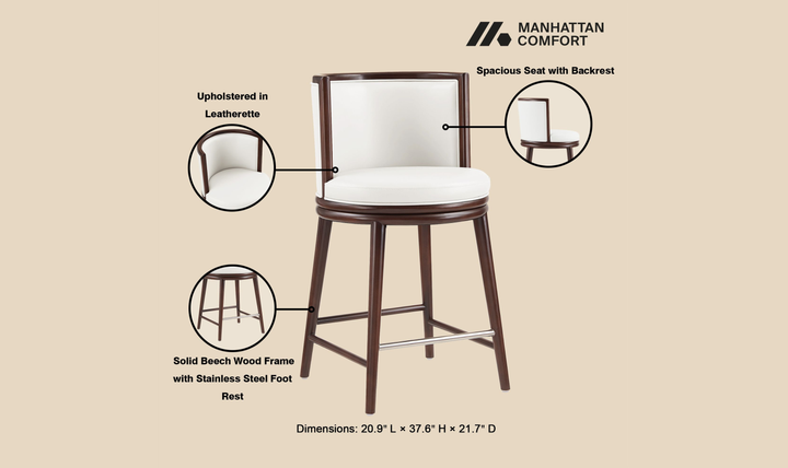Manhattan Comfort Evalyn Wooden Upholstered Counter Stool
-Jennifer Furniture