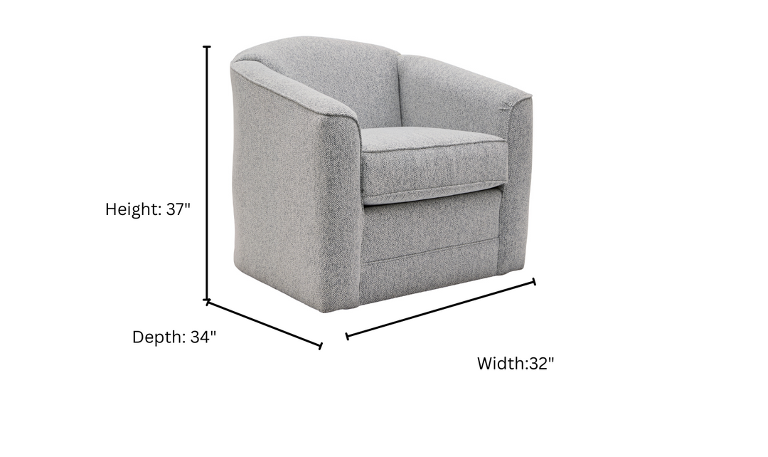 Klaussner Jasper Swivel Chair with Rounded Arms Fabric Leather
