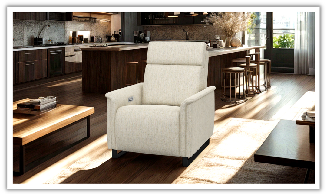 Felix Power Recliner Chair in Cream with Power Headrest-jennifer furniture