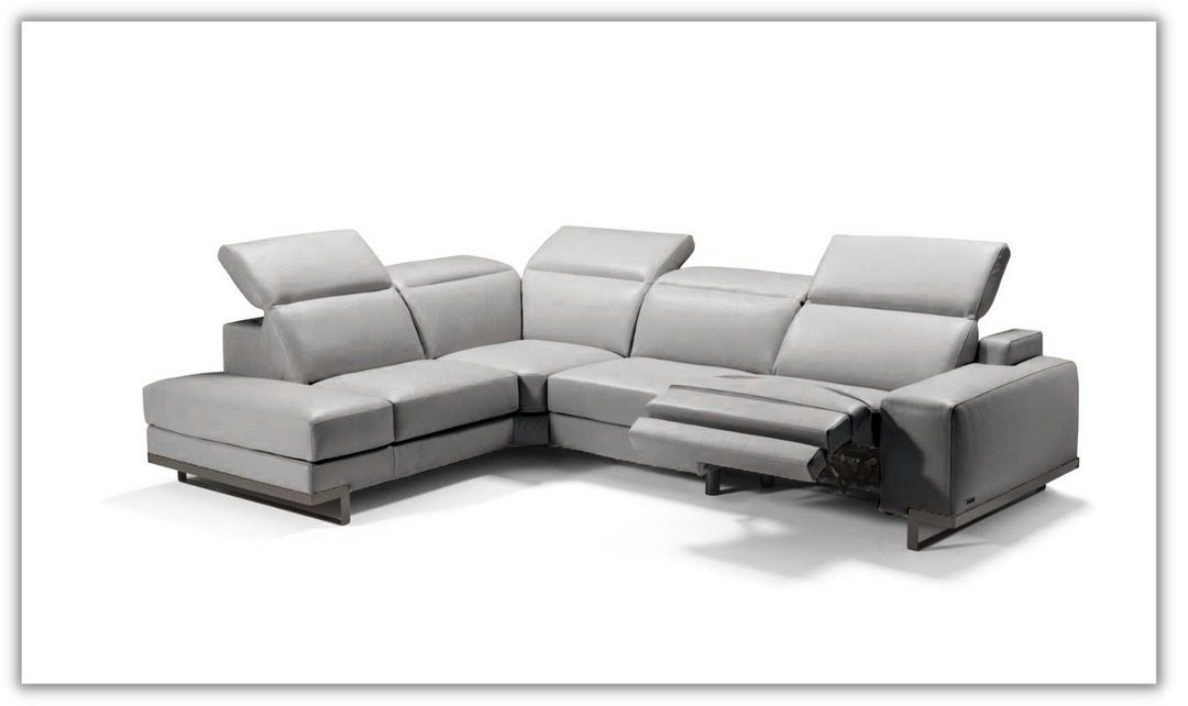 Jennifer Italia Episode 3-Seater L-shaped Leather Sectional Sofa in Light Gray