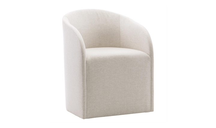 Bernhardt Finch Beige Fabric Arm Dining Chair with No Visible Legs