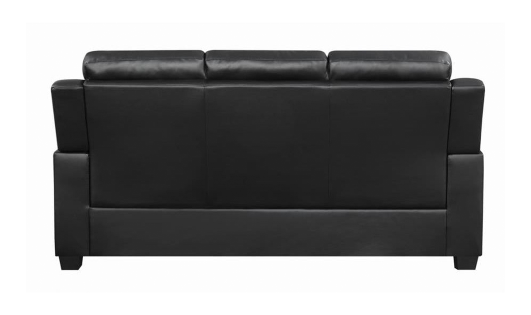 Coaster Finley 3-Seater Tufted Faux Leather Sofa in Black