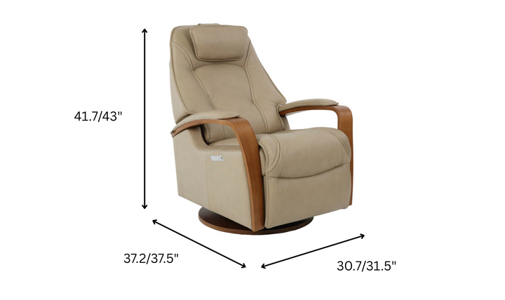 Fjords Helsinki Leather Upholstered Motorized Power Recliner Chair