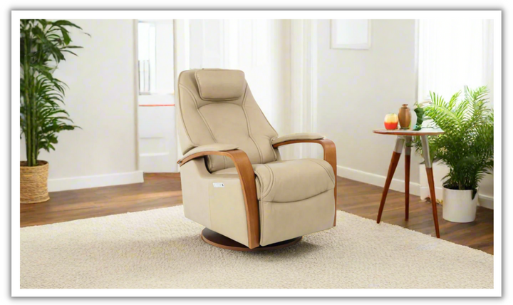 Fjords Helsinki Leather Upholstered Motorized Power Recliner Chair