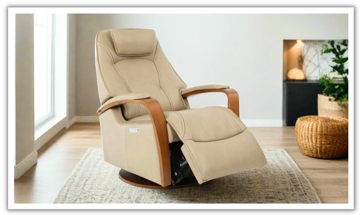 Fjords Helsinki Leather Upholstered Motorized Power Recliner Chair