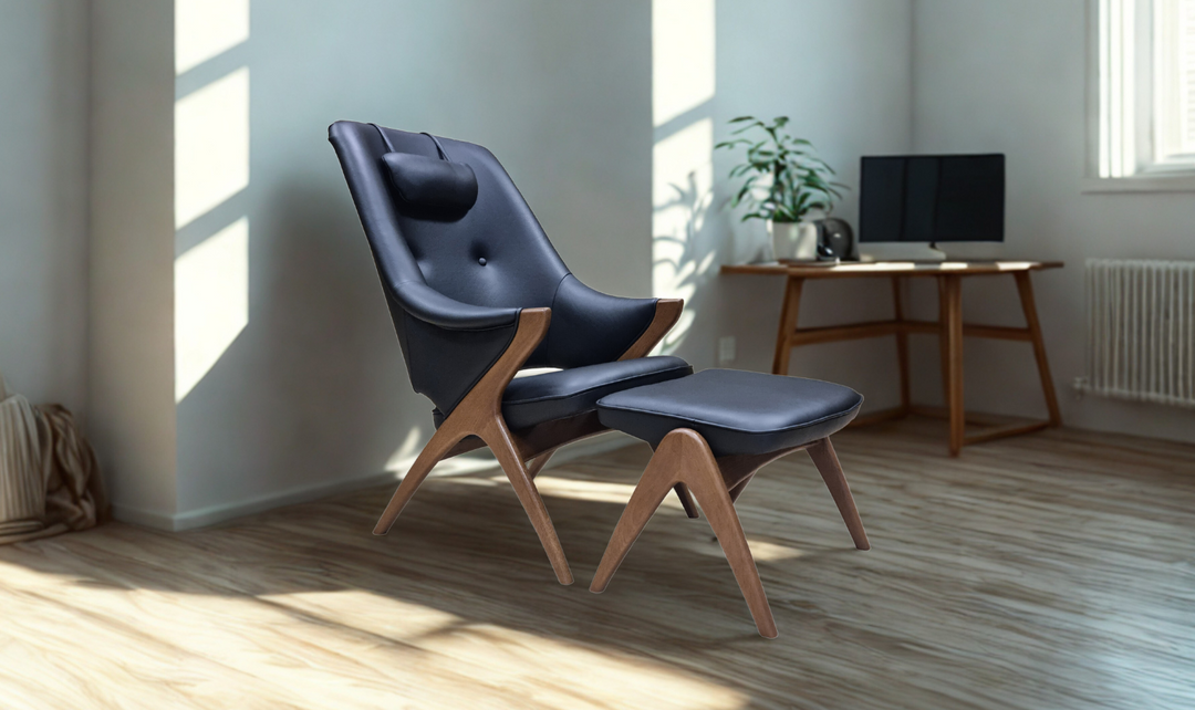 Fjords Bravo Leather Chair with Headrest Pillow and Ottoman-jennifer furniture