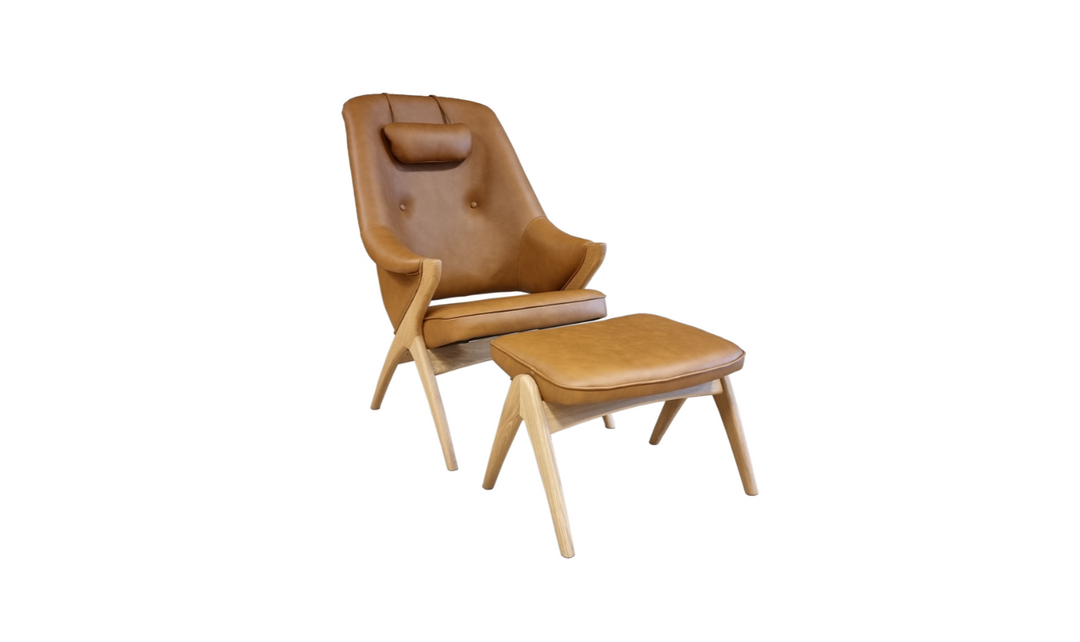 Fjords Bravo Leather Chair with Headrest Pillow and Ottoman-jennifer furniture