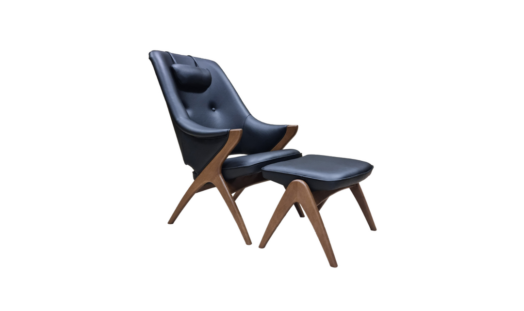 Fjords Bravo Leather Chair with Headrest Pillow and Ottoman-jennifer furniture
