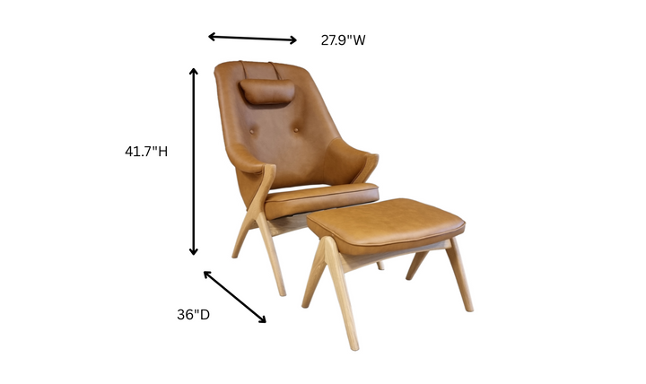 Fjords Bravo Leather Chair with Headrest Pillow and Ottoman-jennifer furniture