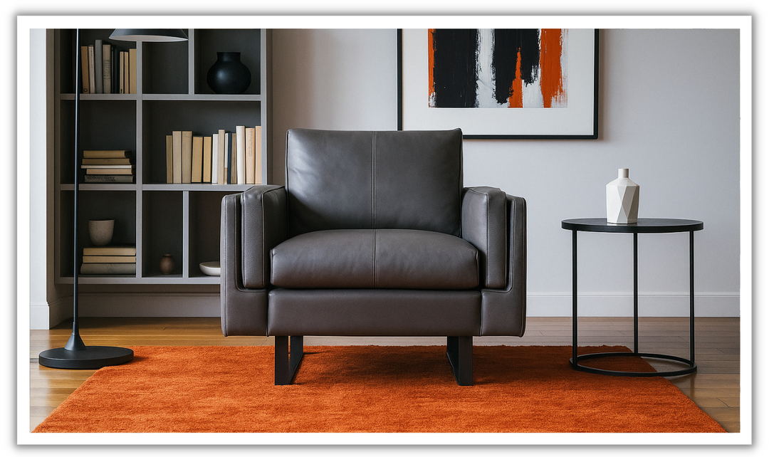Fjords Endless 1-Seat Black Leather Upholstered Sofa Chair-jennifer furniture