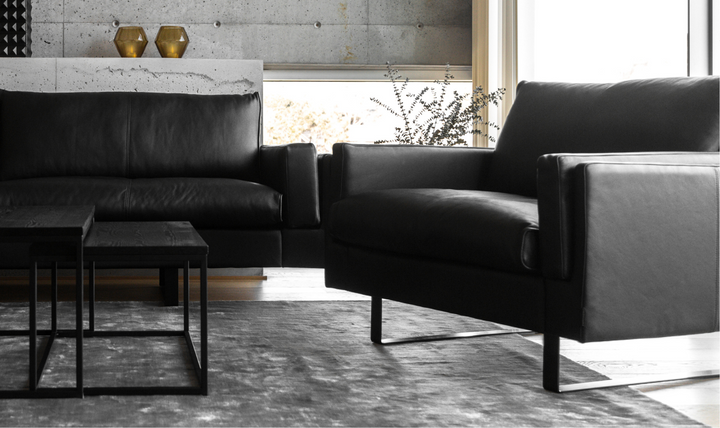 Fjords Endless 1-Seat Black Leather Upholstered Sofa Chair-jennifer furniture