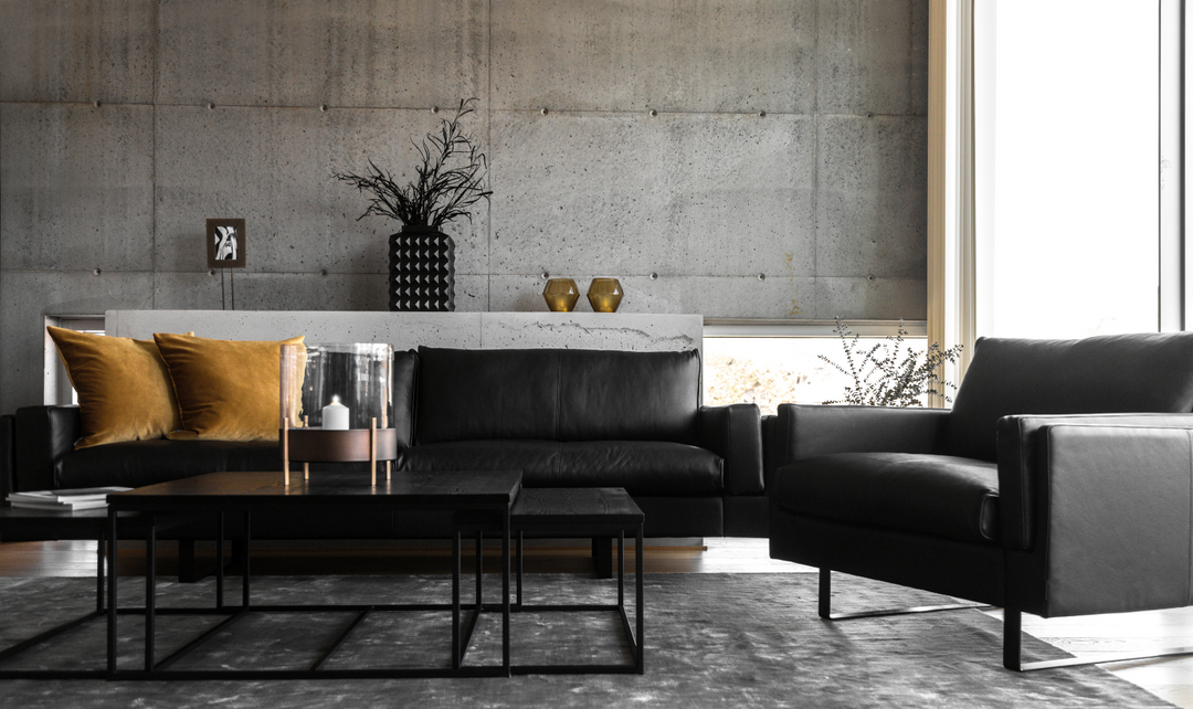Fjords Endless 1-Seat Black Leather Upholstered Sofa Chair-jennifer furniture