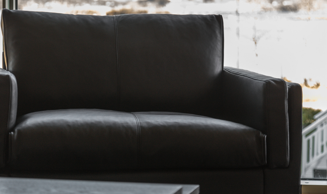 Fjords Endless 1-Seat Black Leather Upholstered Sofa Chair-jennifer furniture