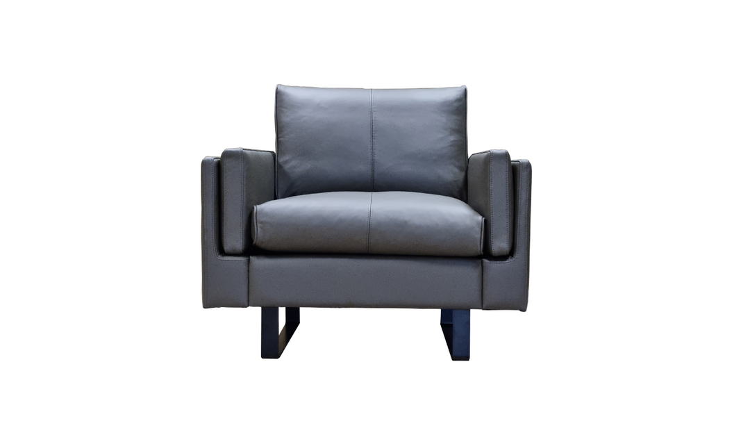 Fjords Endless 1-Seat Black Leather Upholstered Sofa Chair