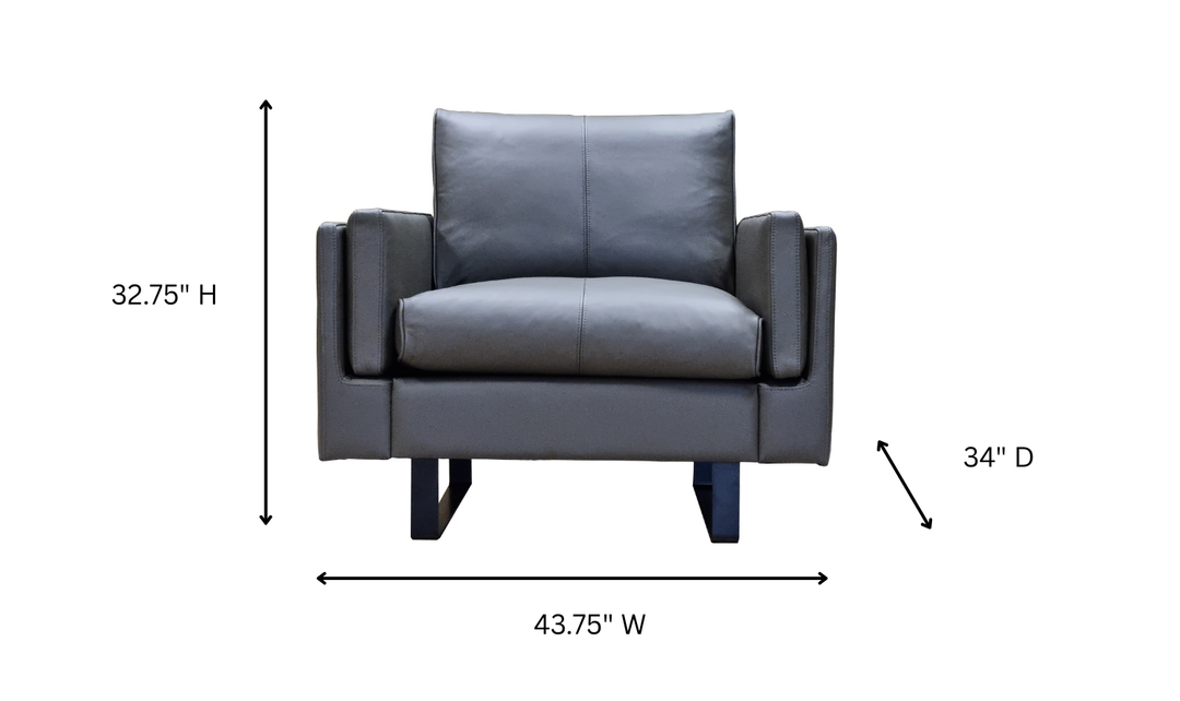 Fjords Endless 1-Seat Black Leather Upholstered Sofa Chair
