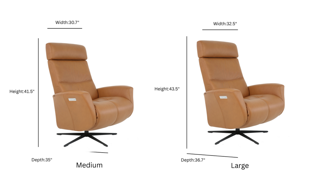 Fjords Magnus Leather Swivel Glider Power Recliner Chair-Jennifer Furniture