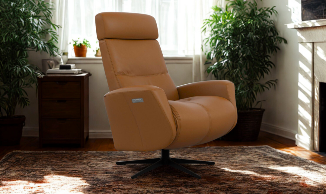 Fjords Magnus Leather Swivel Glider Power Recliner Chair-Jennifer Furniture