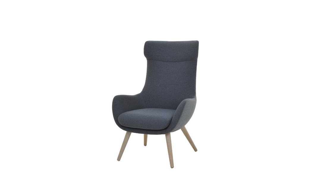 Fjords Skagen High Back Velvet Chair With Ottoman