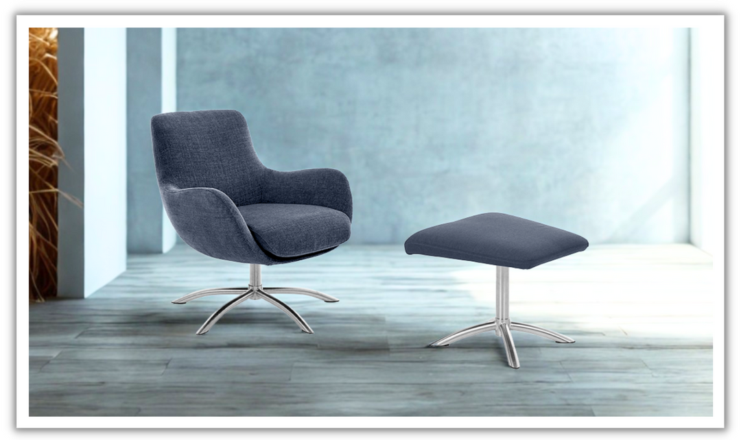 Fjords Skagen Low Back Velvet Chair With Ottoman-jennifer furniture