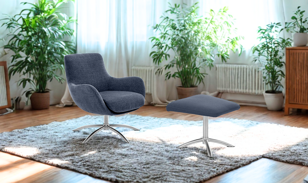 Fjords Skagen Low Back Velvet Chair With Ottoman-jennifer furniture