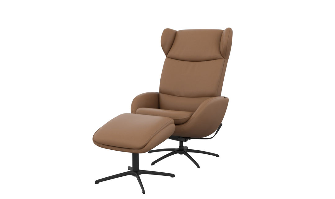 Fjords Stella Recliner Chair and Ottoman with Glide Rocking Swivel Base
