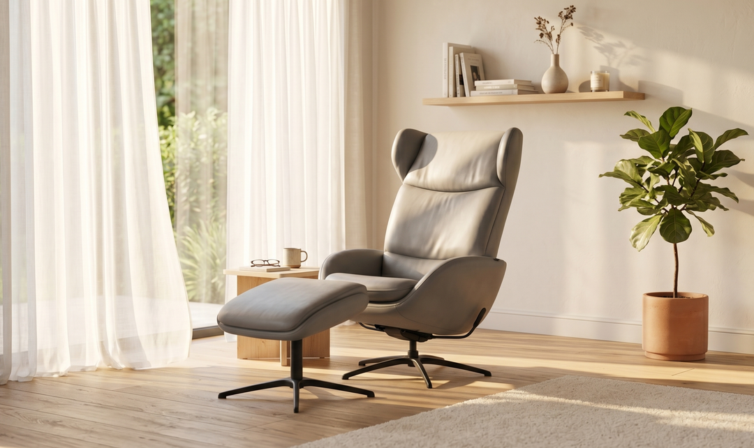 Fjords Stella Recliner Chair and Ottoman with Glide Rocking Swivel Base