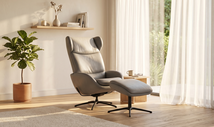 Fjords Stella Recliner Chair and Ottoman with Glide Rocking Swivel Base