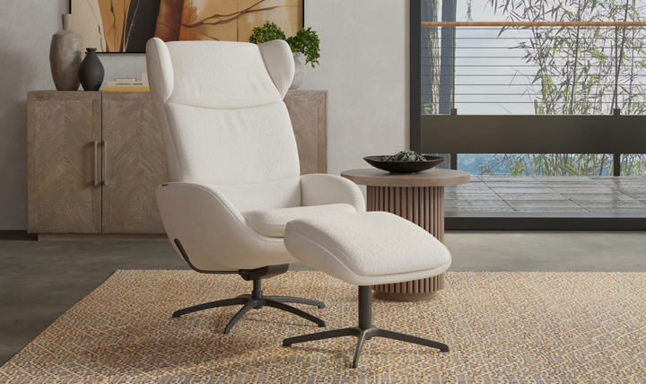 Fjords Stella Recliner Chair and Ottoman with Glide Rocking Swivel Base