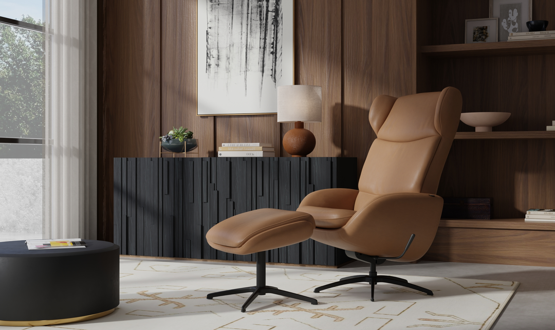 Fjords Stella Recliner Chair and Ottoman with Glide Rocking Swivel Base