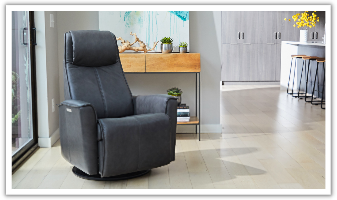 Fjords Urban Leather Swivel Glider Power Recliner Chair in Two Sizes_jennifer furniture 