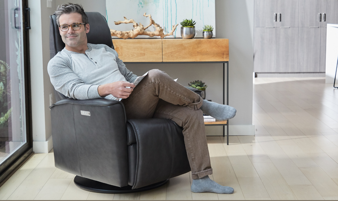Fjords Urban Leather Swivel Glider Power Recliner Chair in Two Sizes