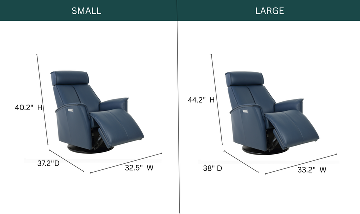 Fjords Venice Leather Power Swing Relaxer Recliner Chair(Small/Large)