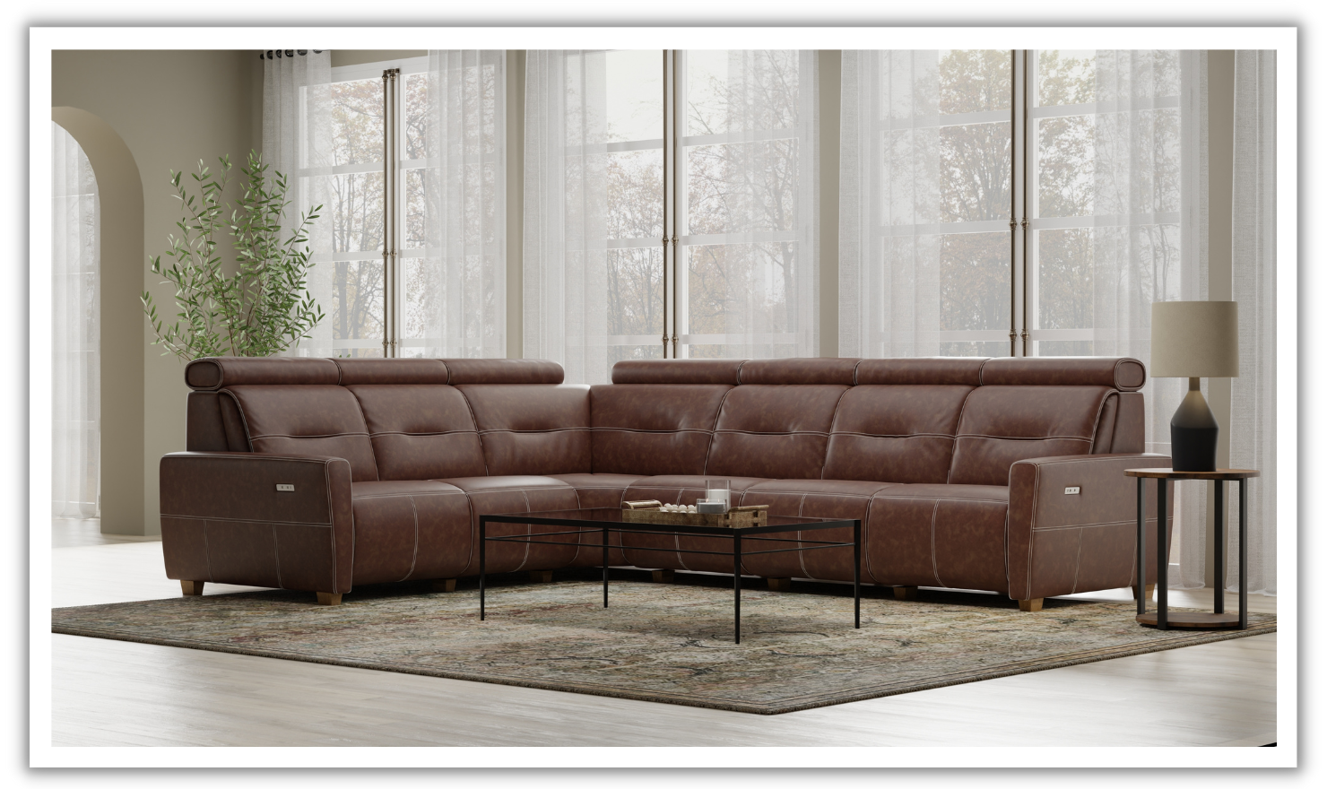 Fjords Verona Power Recliner 6 Pieces Sectional Sofa with Adjustable Headrest-jennifer furniture