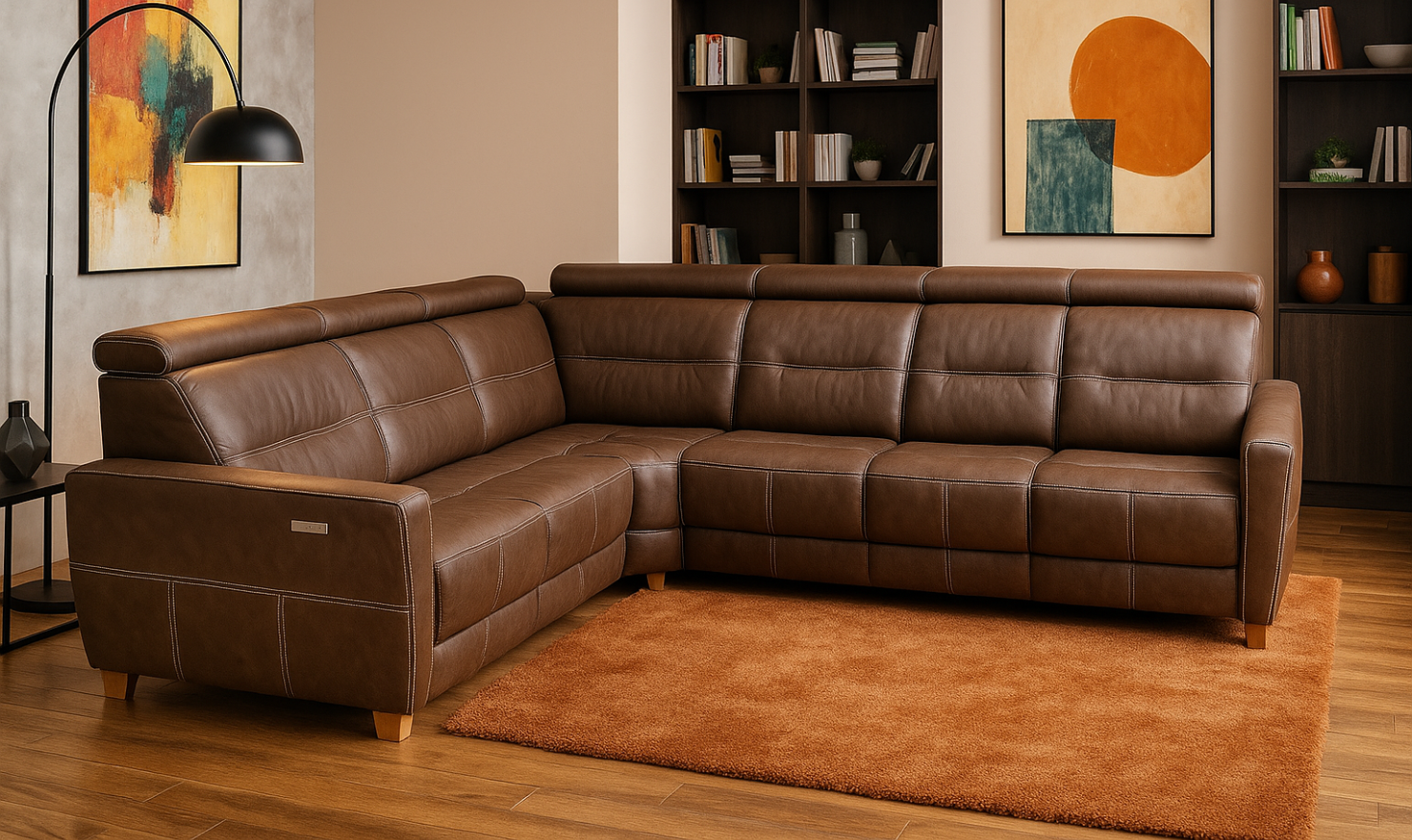 Fjords Verona Power Recliner 6 Pieces Sectional Sofa with Adjustable Headrest-jennifer furniture