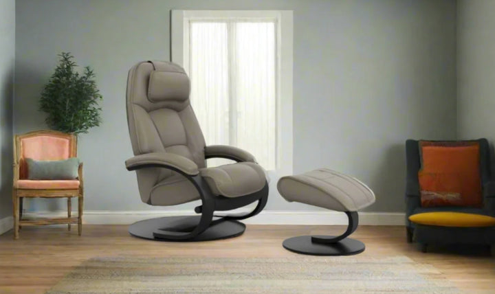 Fjords Admiral C Leather Swivel Recliner Chair with Footstool-Jennifer Furniture