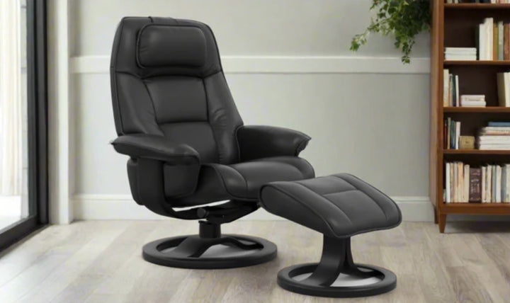 Fjords Admiral R Leather Swivel Recliner Chair with Footstool-Jennifer Furniture