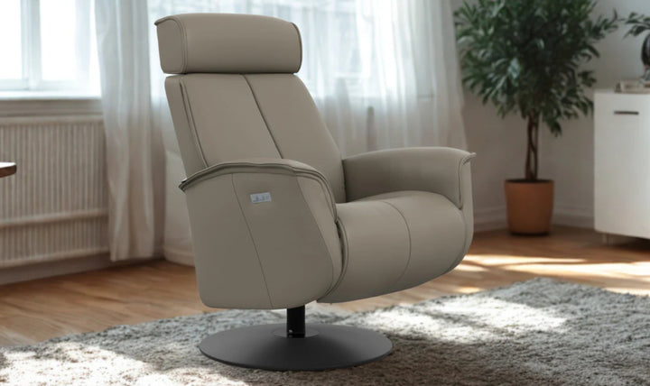 Fjords Bo Leather Swivel Glider Power Recliner Chair-Jennifer Furniture