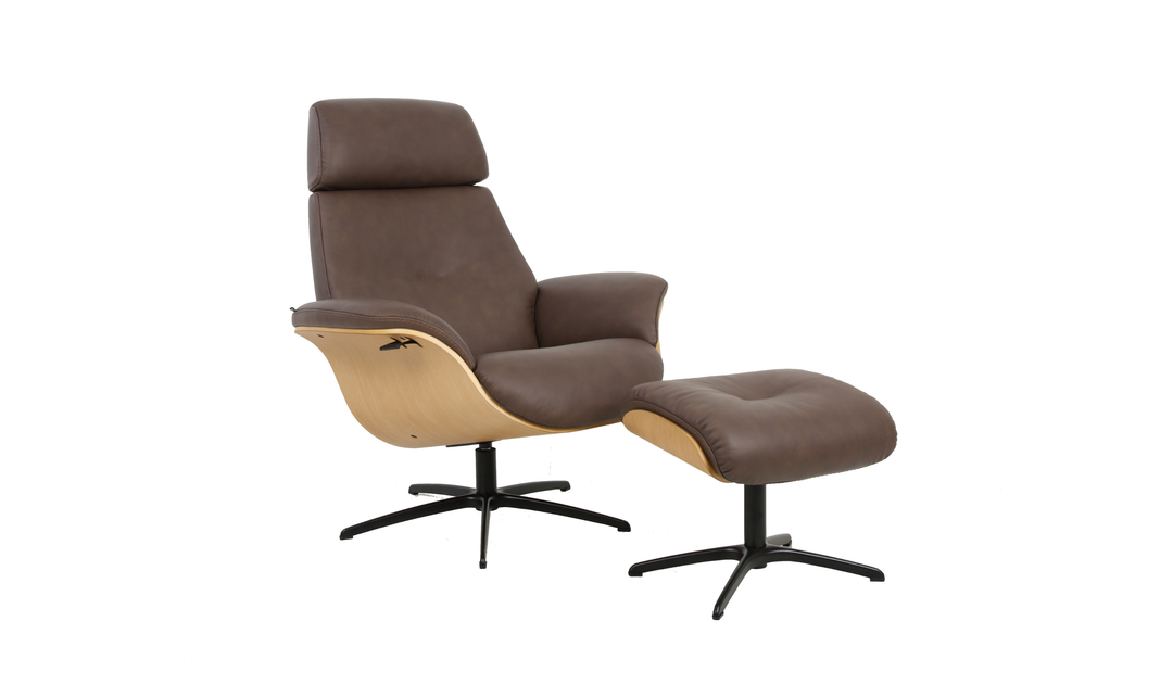 Fjords Falcon Swivel Manual Recliner Chair with Footstool