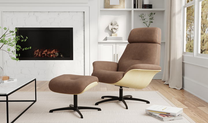 Fjords Falcon Swivel Manual Recliner Chair with Footstool