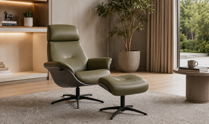 Fjords Falcon Swivel Manual Recliner Chair with Footstool